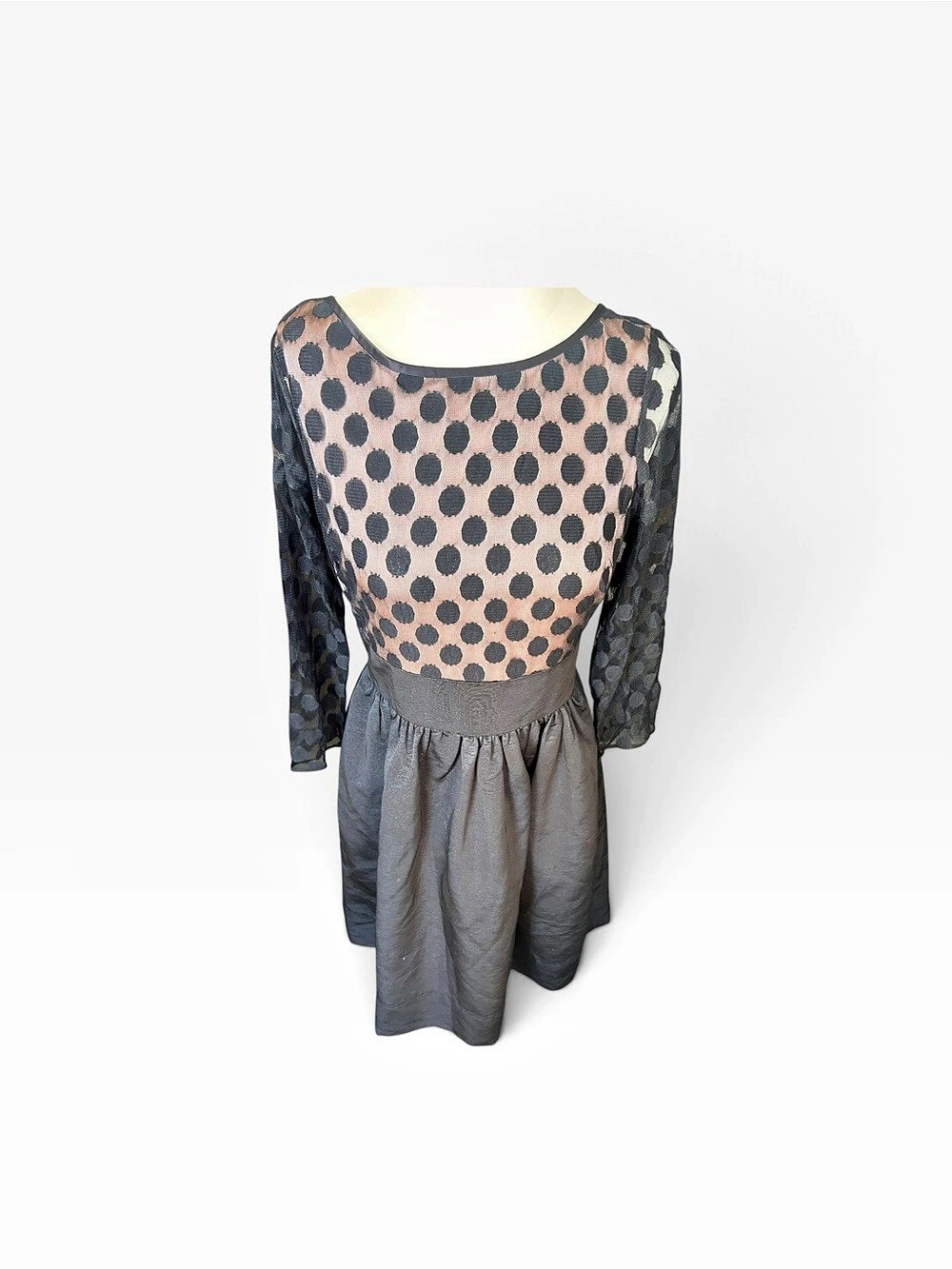 Eliza J Polka Dot Mini Dress in Black & Pink Size 8 Like New